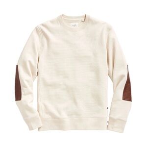 Billy Reid Dover Sweatshirts Cream with Brown Leather Accents men’s XL